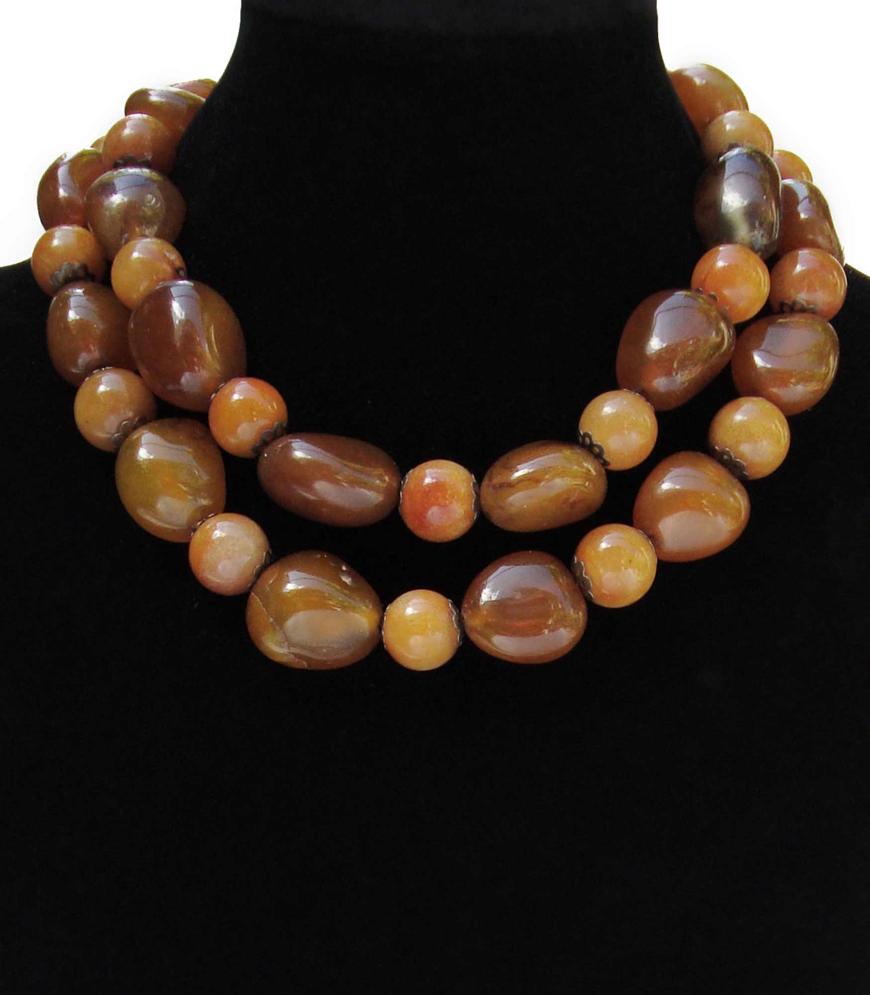Agate and Honey Jade Chunky Necklace
