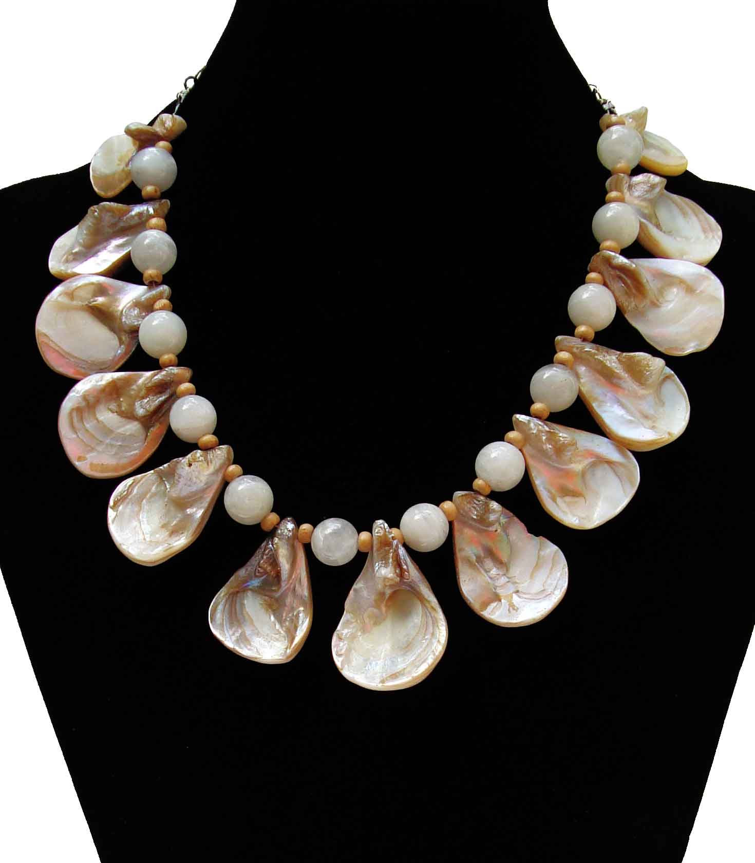 Shell Teardrops and Moonstone Necklace