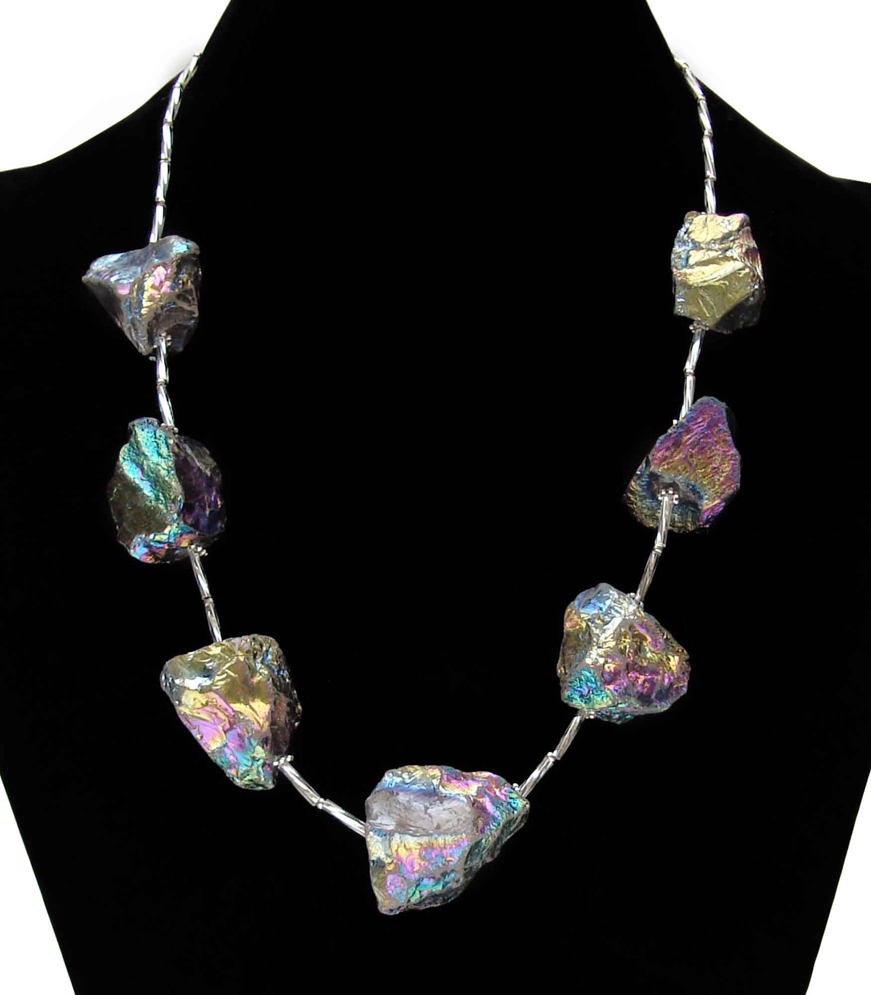 Chunky Rainbow Titanium Quartz Nugget Necklace