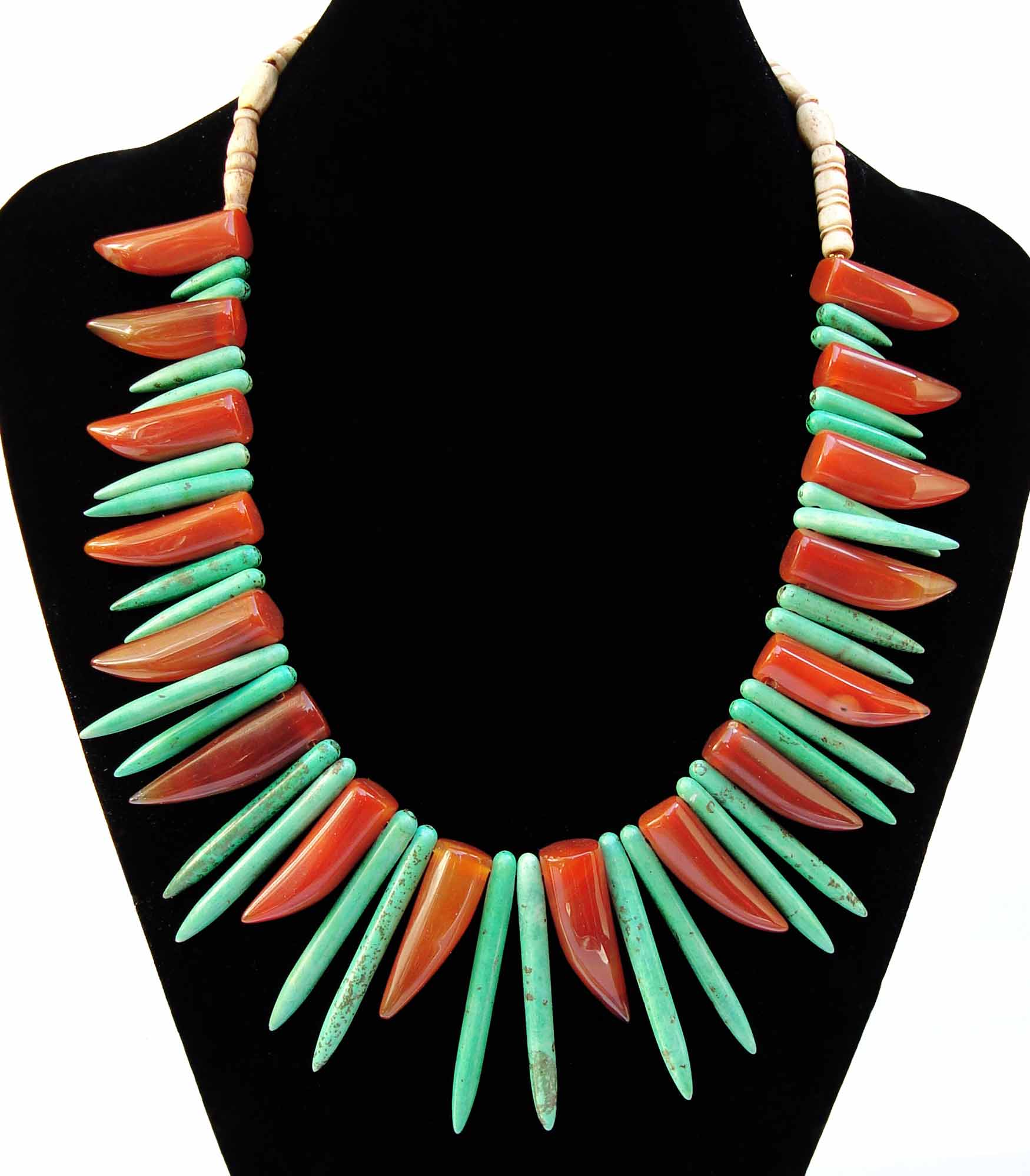 Carnelian and Howlite Statement Necklace