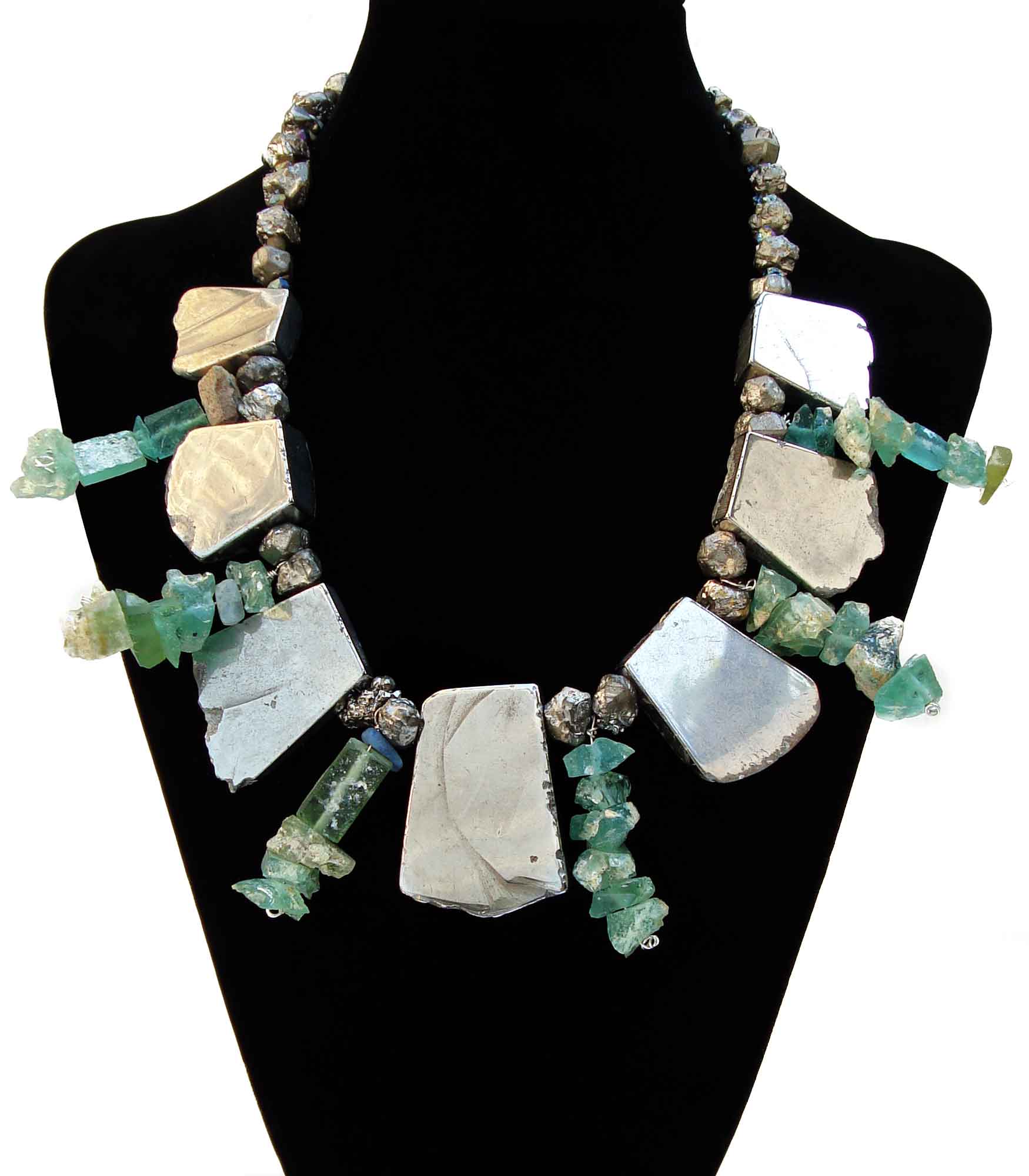 Chunky Silver Titanium Quartz  Necklace