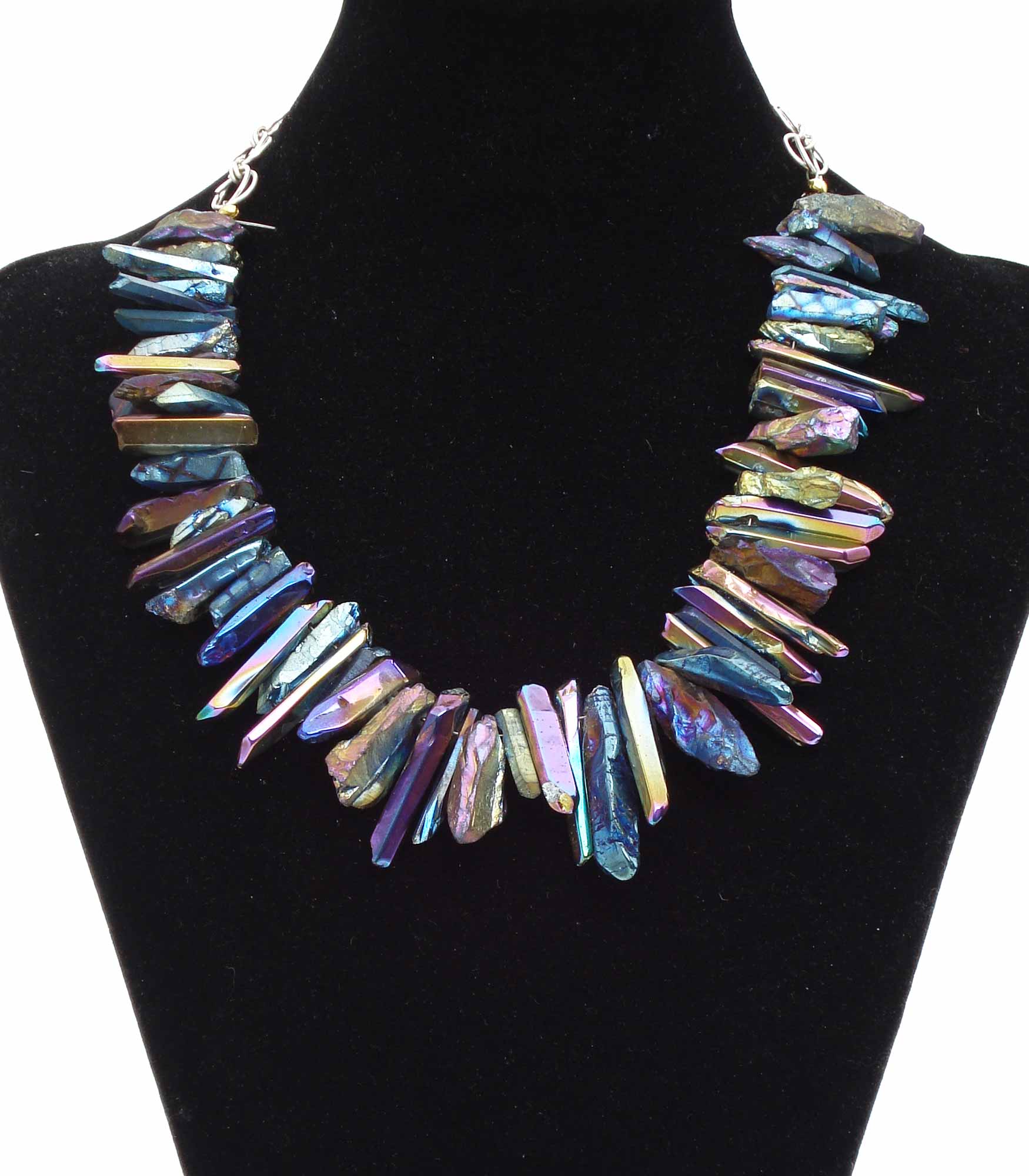 Rainbow Titanium Quartz Points Necklace