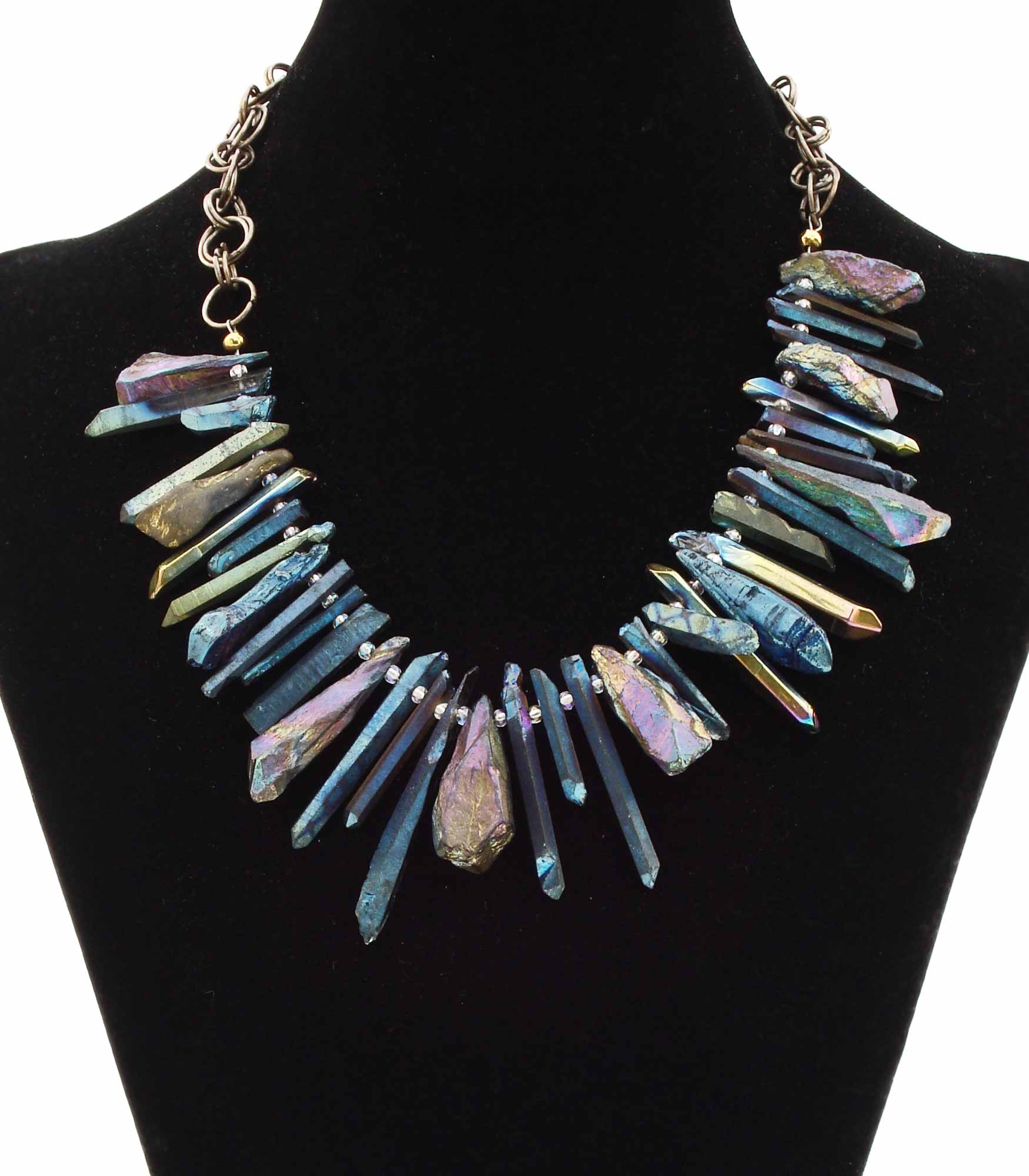 Rainbow Titanium Quartz Points Necklace