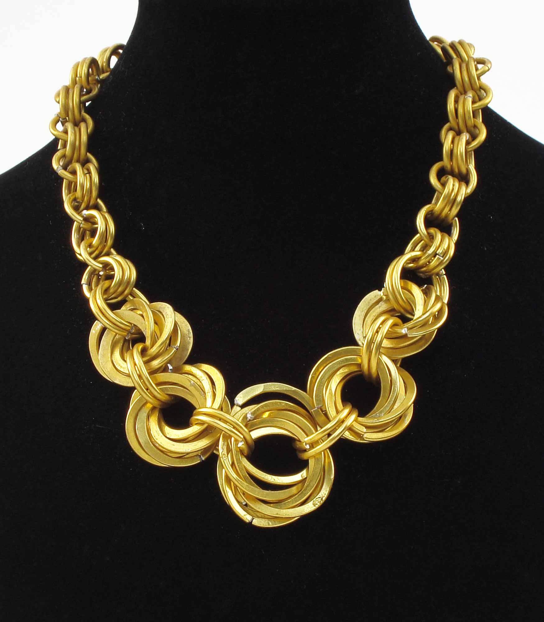 Gold Aluminium Graduated Rings Necklace