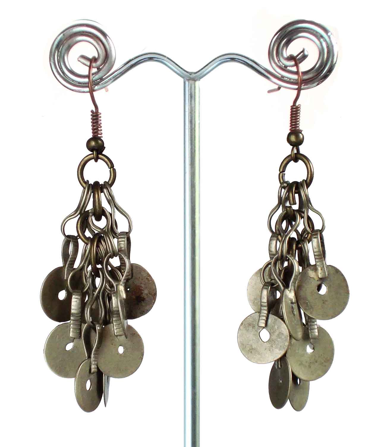 Tibetan Silver 'Coin' Disk Earrings