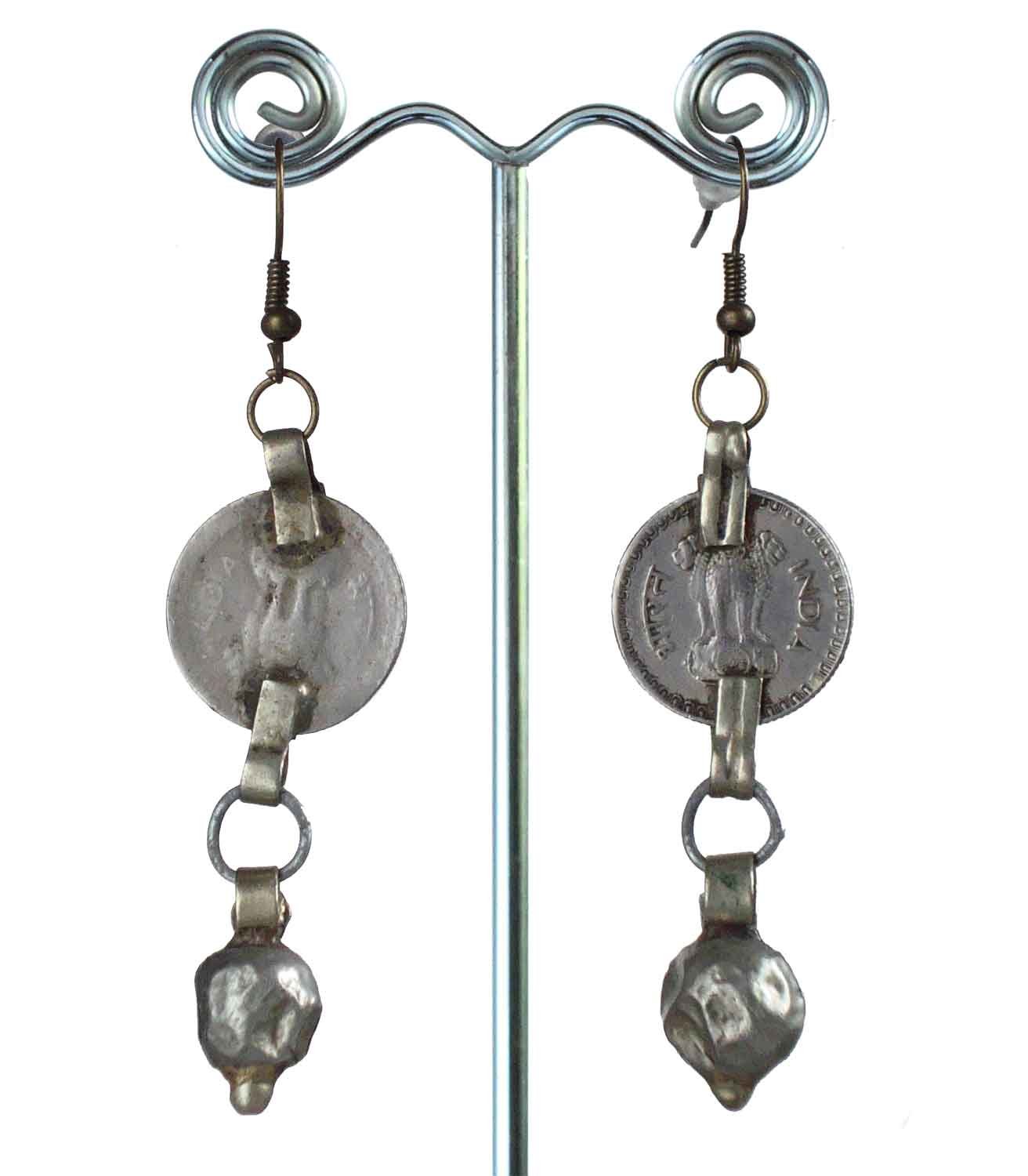 Silver Kuchi Tribe Coins And Silver Kuchi Tribe Bead Earrings