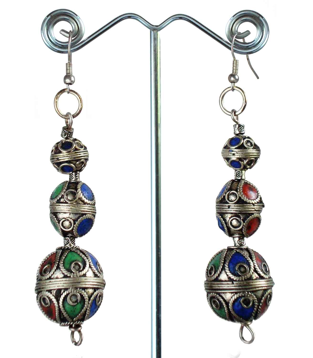 Morrocan Silver Bead Earrings