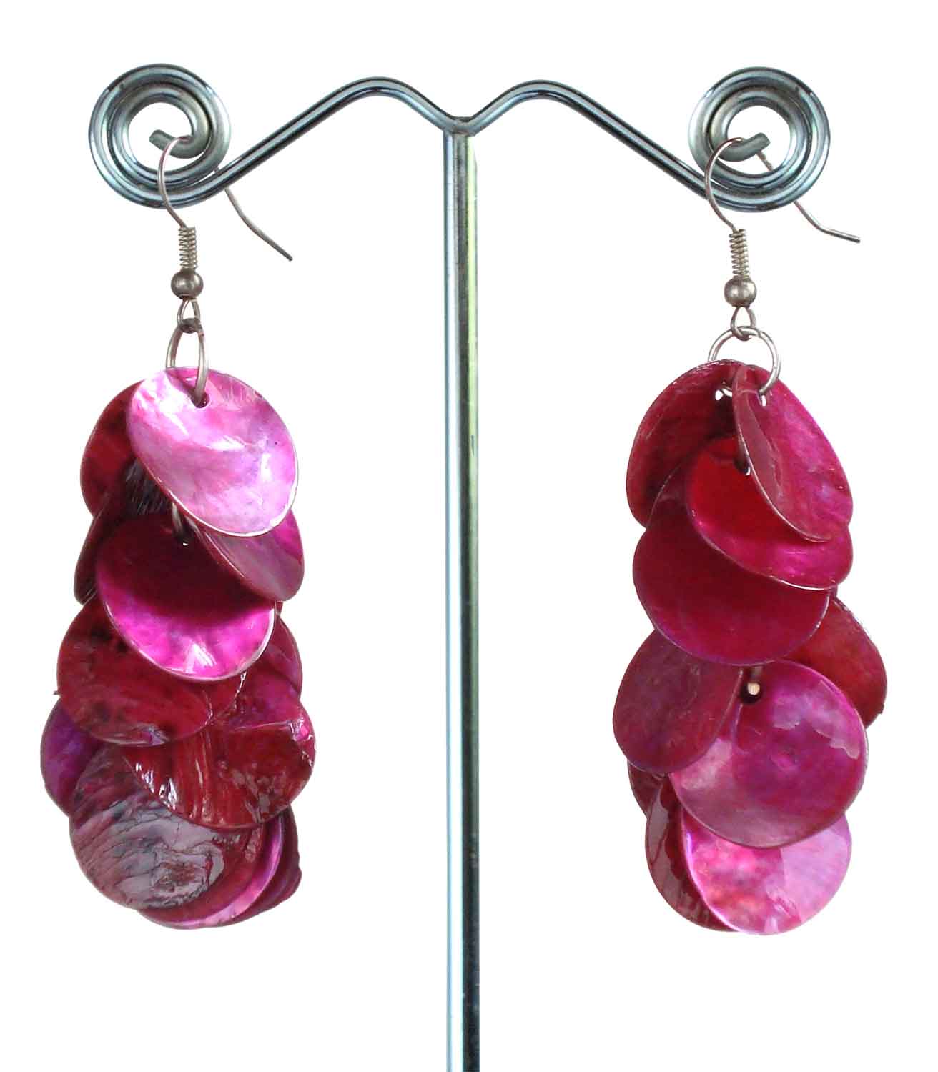 Pink Mussel Shell Paillettes Earrings