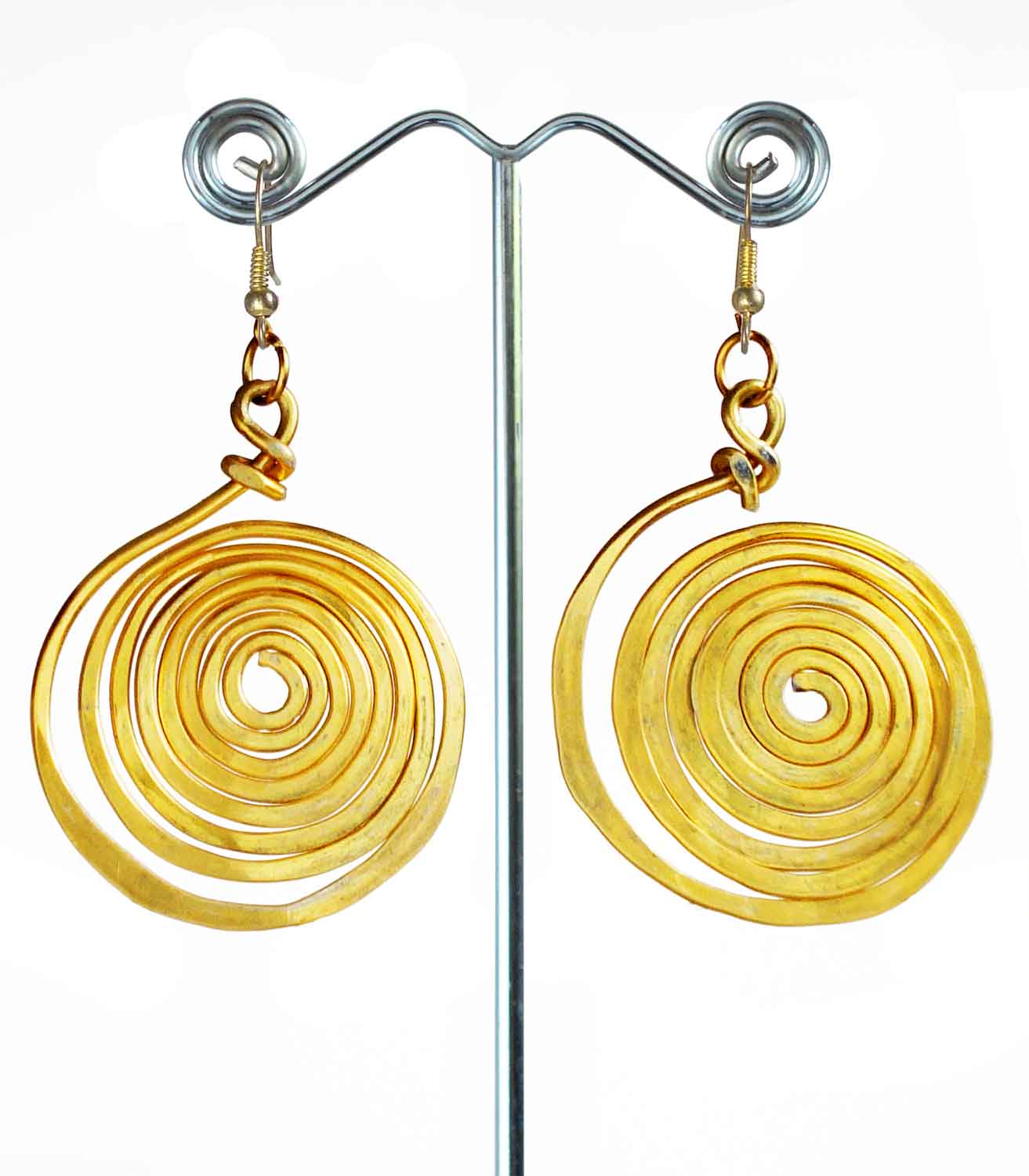 Gold Anodised Aluminium Spiral Earrings