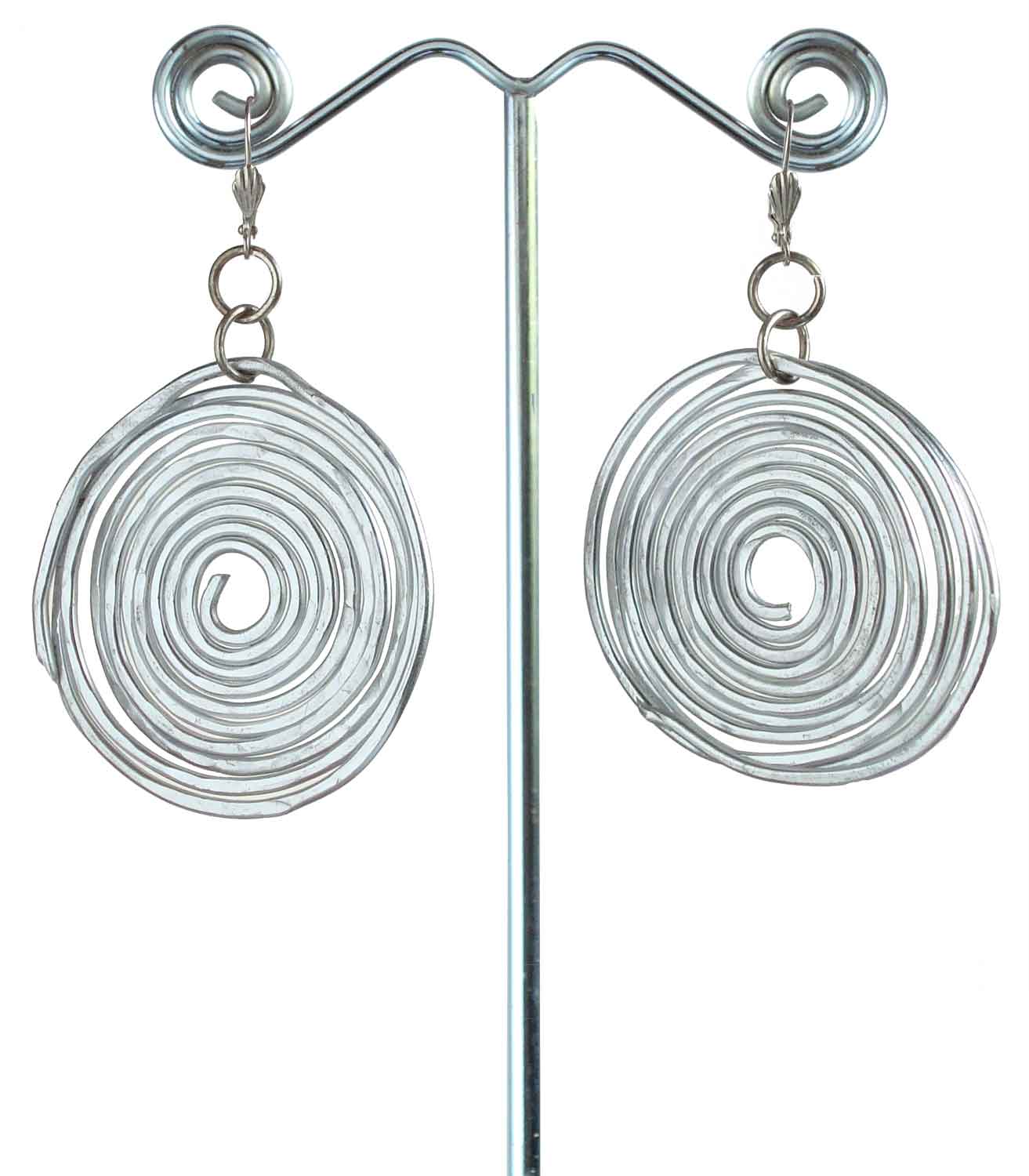Hammered Aluminium Spiral Earrings