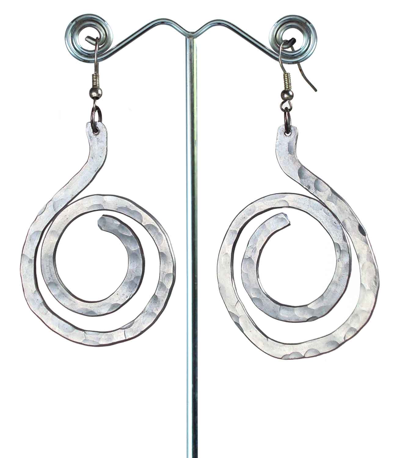 Hammered Aluminium Spiral Earrings