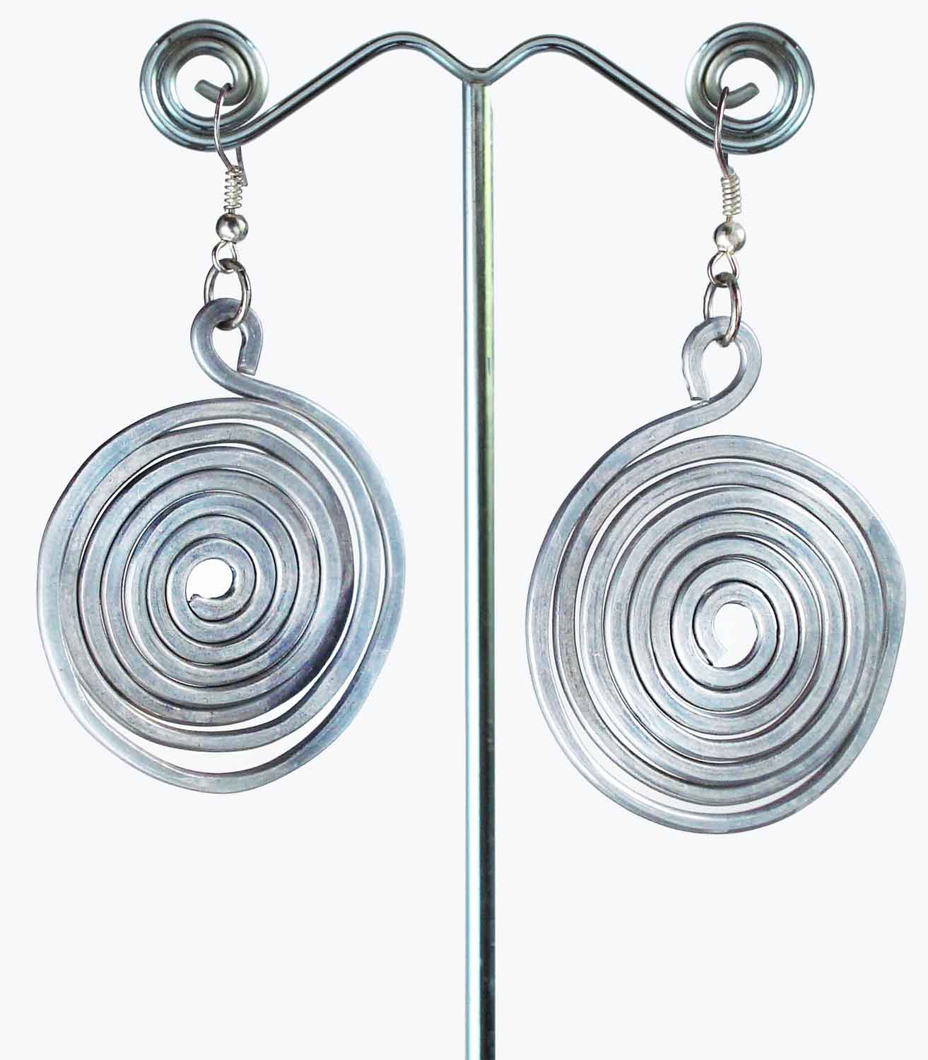 Beaten Aluminium Spiral Earrings