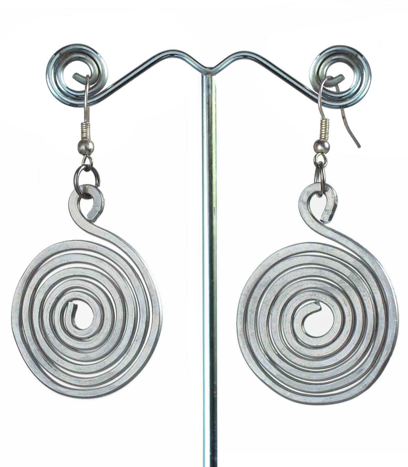 Beaten Aluminium Spiral Earrings