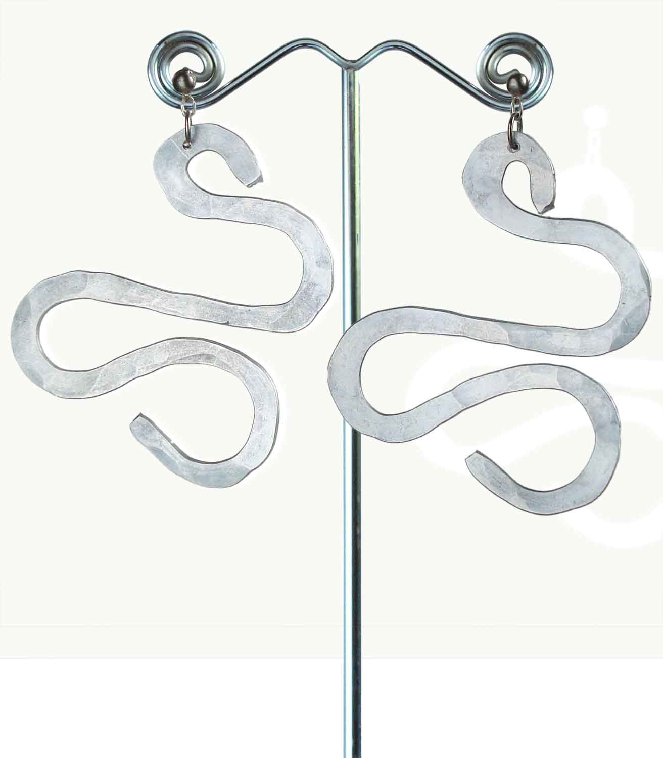 Hammered Aluminium Serpentine Earrings