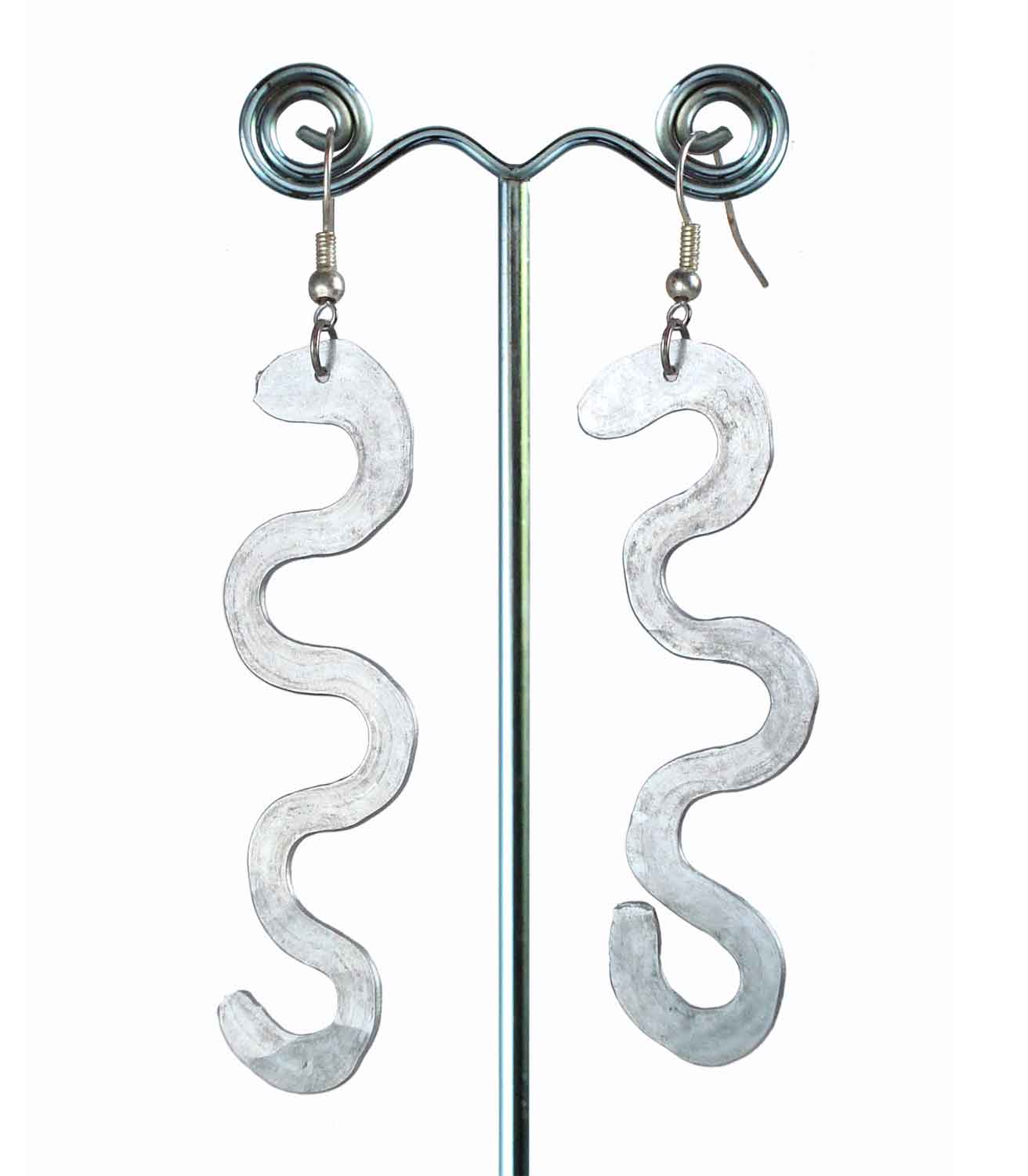 Hammered Silver Hammered Serpentine Earrings