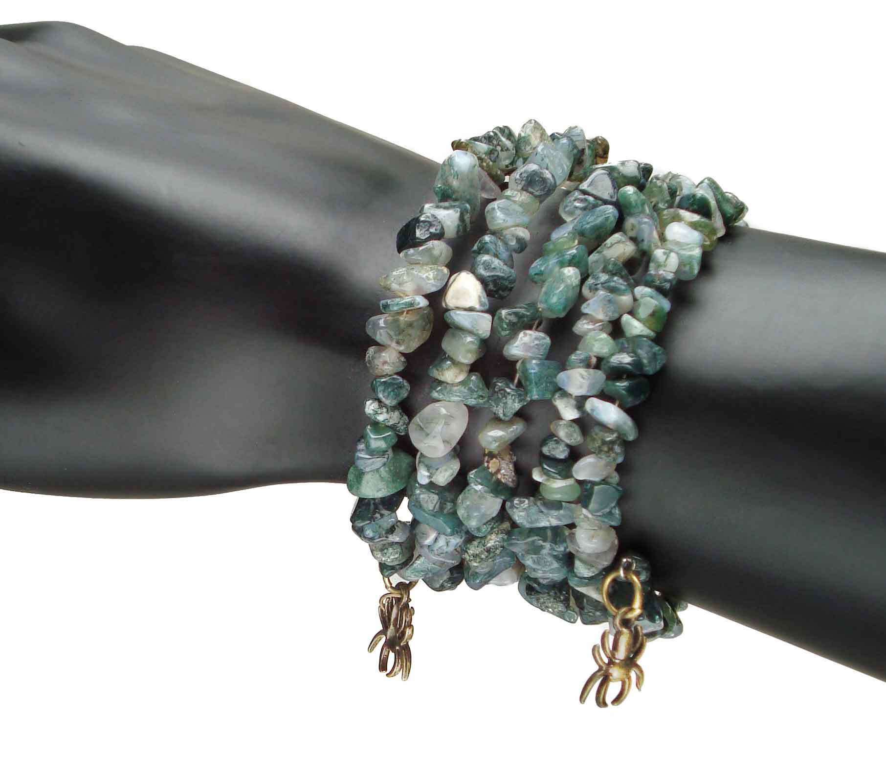 Moss Agate Bead Coile Bracelet