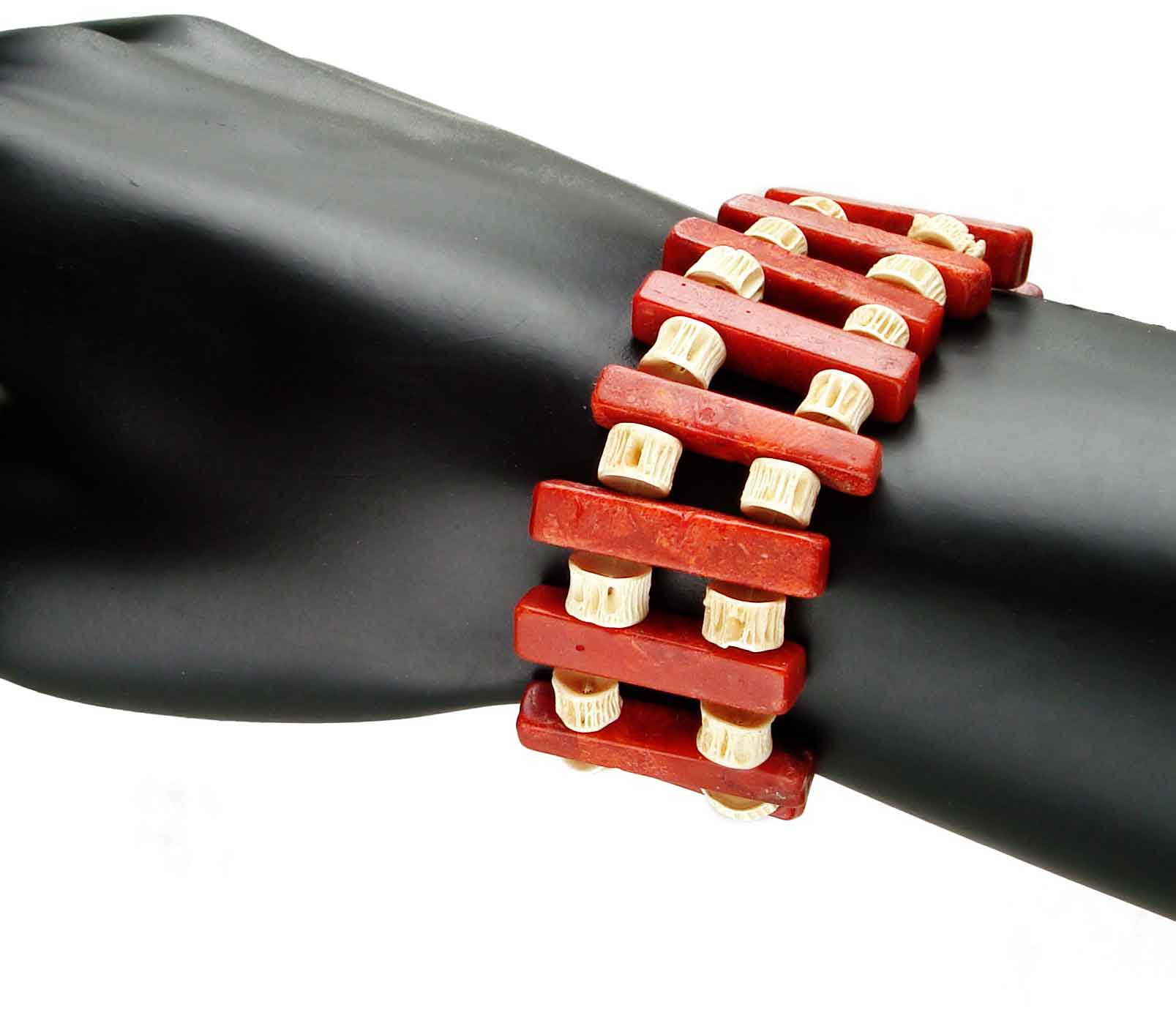 Coral, And Bone Bracelet