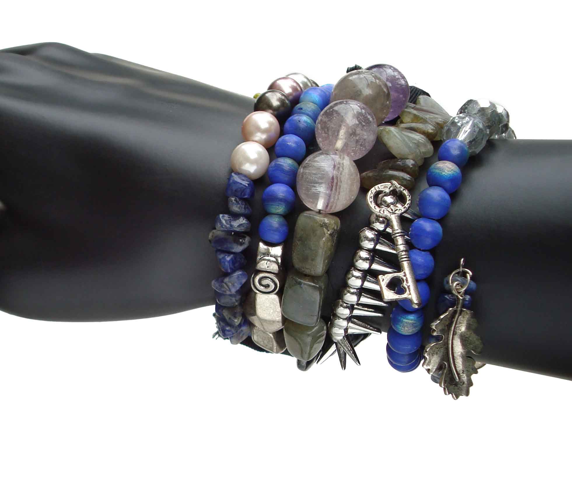 Charms and Gemstone Coil Bracelet